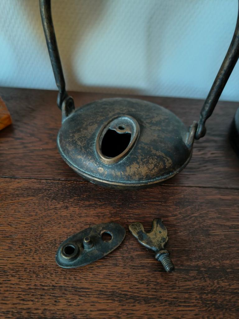 Bronzen Franse weverslamp/wevers lamp met haan, Antiek en Kunst, Ophalen of Verzenden