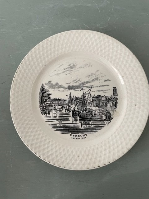Zwart wit bordje Utrecht Weerdpoort. Petrus Regout & Co, Antiek en Kunst, Ophalen