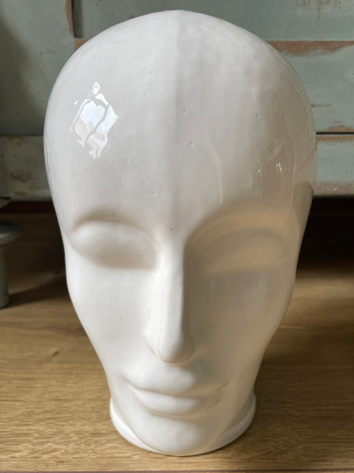 Keramiek hoofd retro vintage wit koptelefoon houder, Ophalen of Verzenden