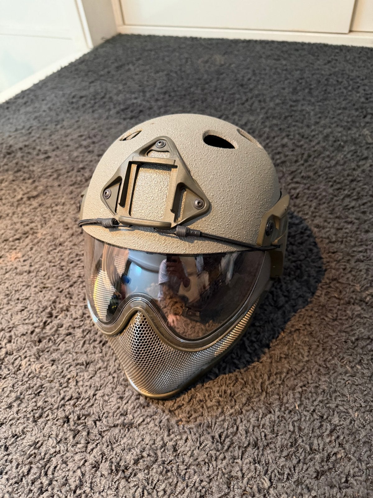 Tactische Helm met Vizier en Gezichtsmasker warQ, Ophalen of Verzenden, Gebruikt, Overige maten, Heer of Dame