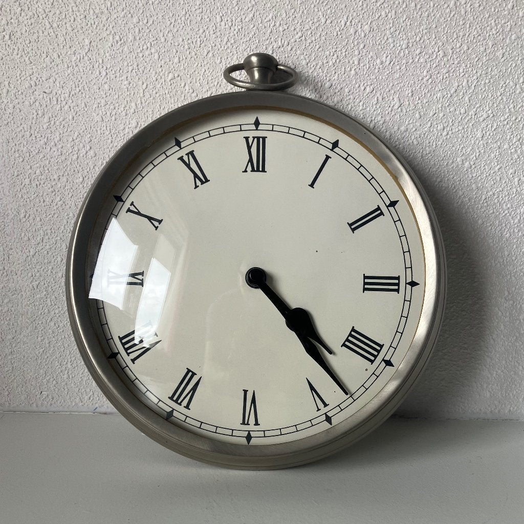 Wandklok model ‘zakhorloge’, Ophalen, Analoog, Zilver, Stil uurwerk