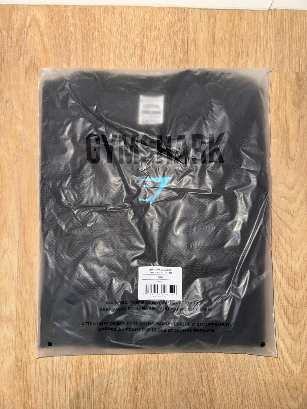 Gymshark Onyx 5.0 Long Sleeve T-shirt Black Onyx Grey Maat M, Ophalen, Nieuw, Maat 48/50 (M), Zwart