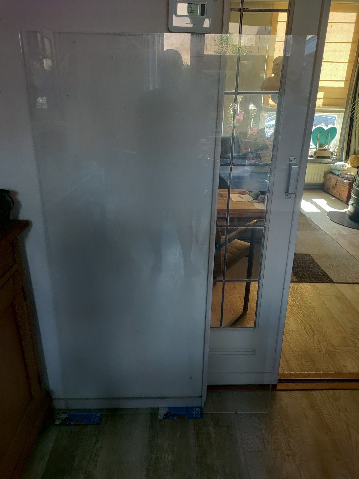 Grote glasplaat, helder glas, 92x152 cm, Ophalen, Overige typen, 125 cm of meer, Zo goed als nieuw