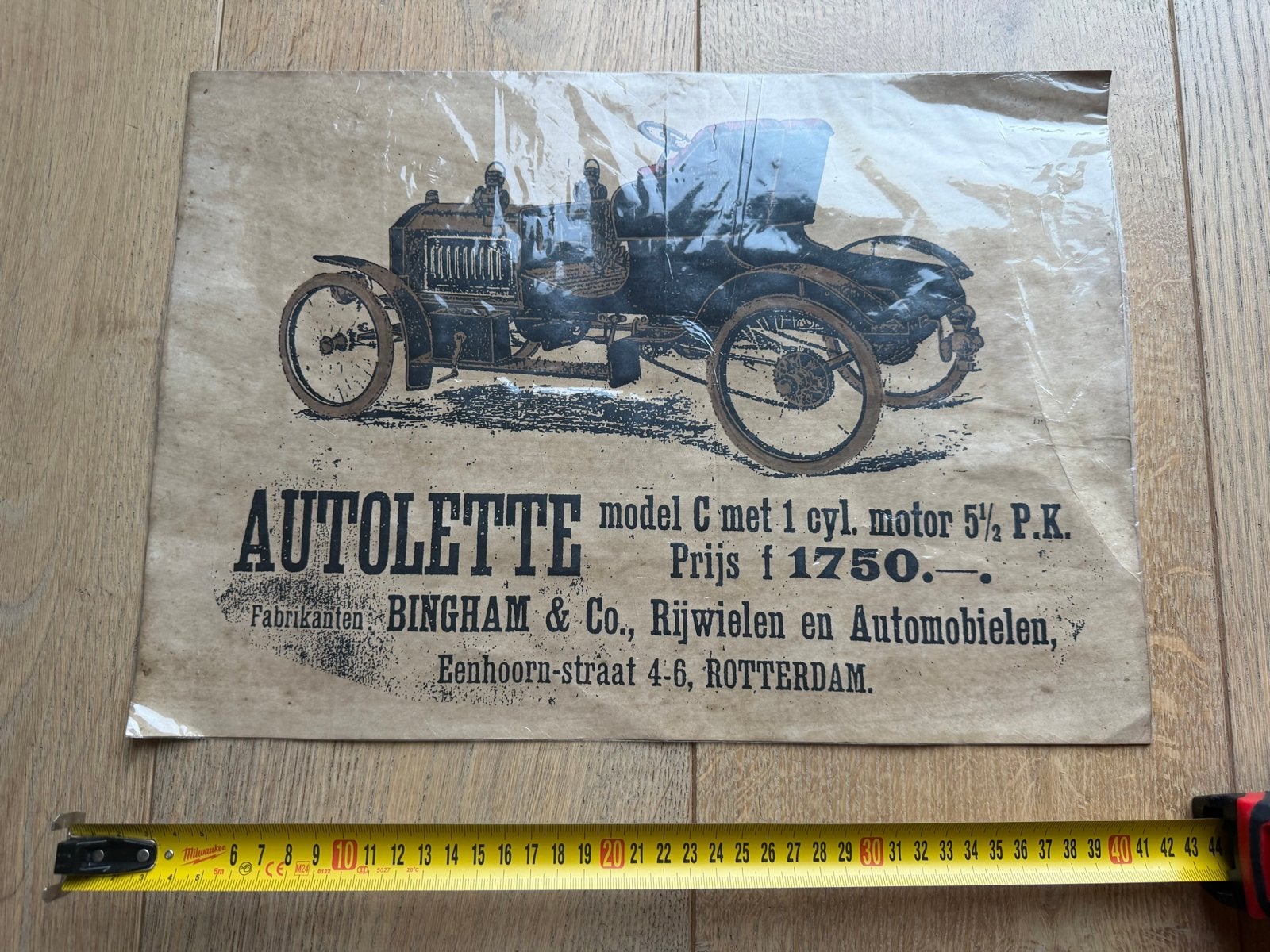 Vintage Reclame Poster Autollette Bingham & Co, Ophalen, Gebruikt, Rechthoekig Liggend, A1 t/m A3