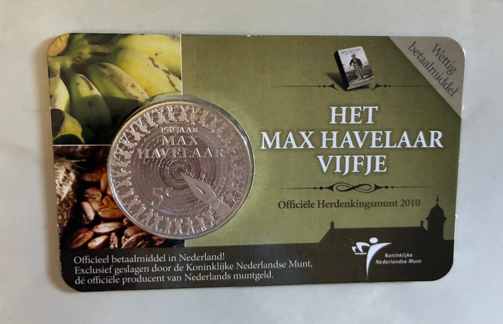 Max Havelaar Vijfje, Postzegels en Munten, Munten | Nederland, Ophalen of Verzenden, Koningin Beatrix, Euro's