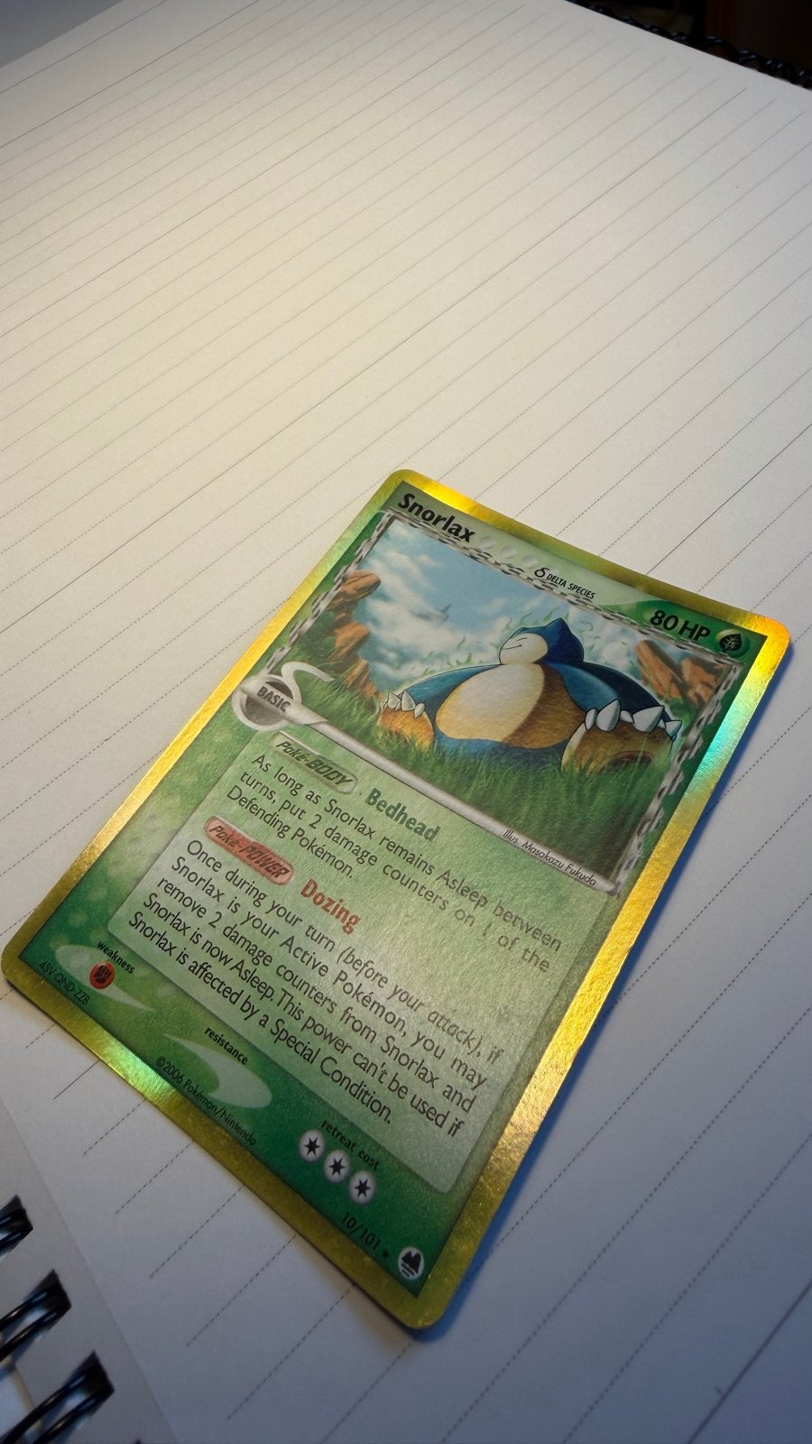Pokémon Kaart Snorlax Delta Species Holo 10/101, Ophalen of Verzenden, Zo goed als nieuw, Losse kaart, Foil