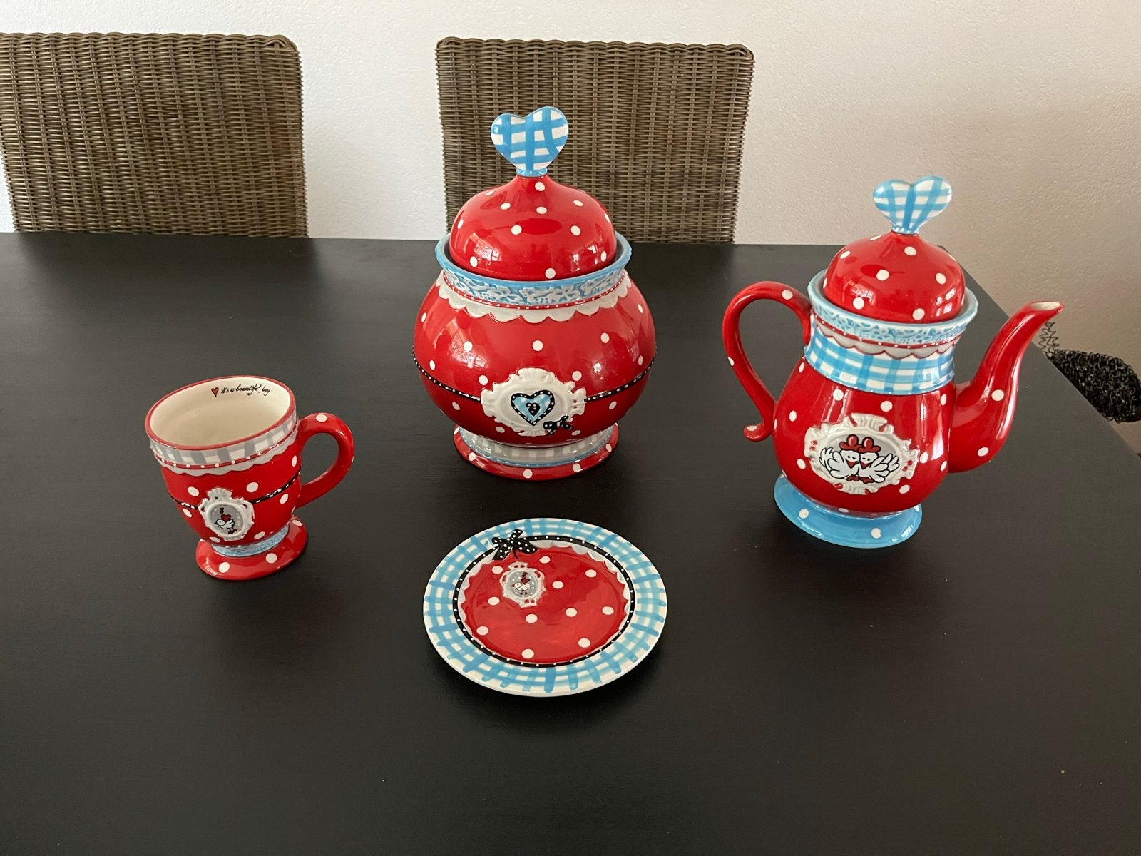 Studio Koekepeer Servies Set - Theepot, Suikerpot, Mok, Scho, Overige merken, Keramiek, Ophalen of Verzenden, Zo goed als nieuw