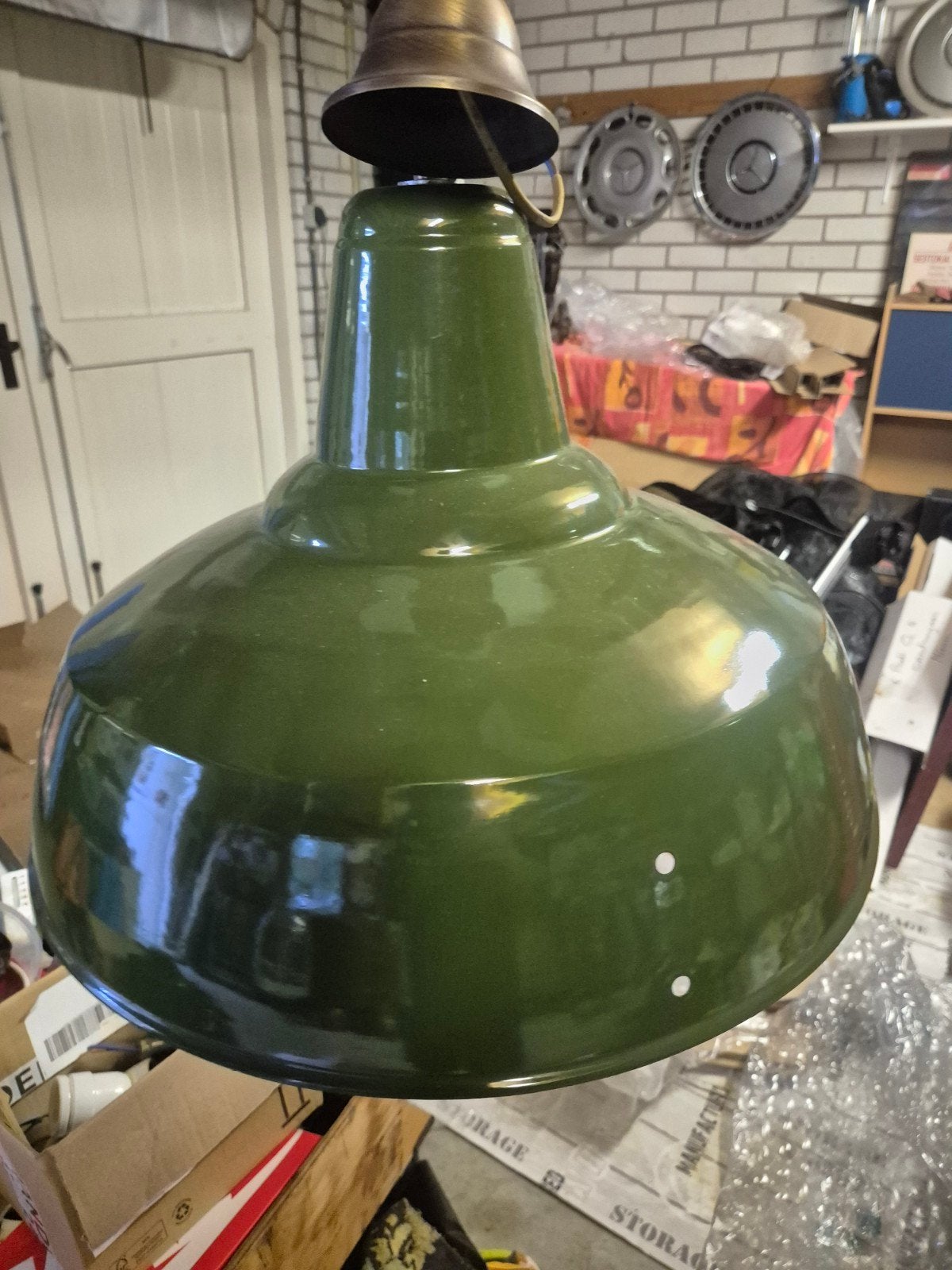 Hanglamp stallamp buitenlamp lamp compleet emaille, Ophalen, Nieuw, E27 (groot), Antiek vintage