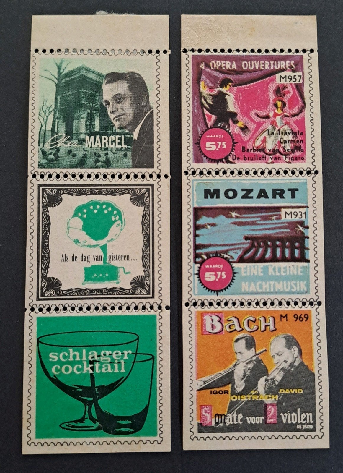 Vintage Sluitzegels Muziek Thema - Opera, Mozart, Bach, Ophalen of Verzenden, Na 1940