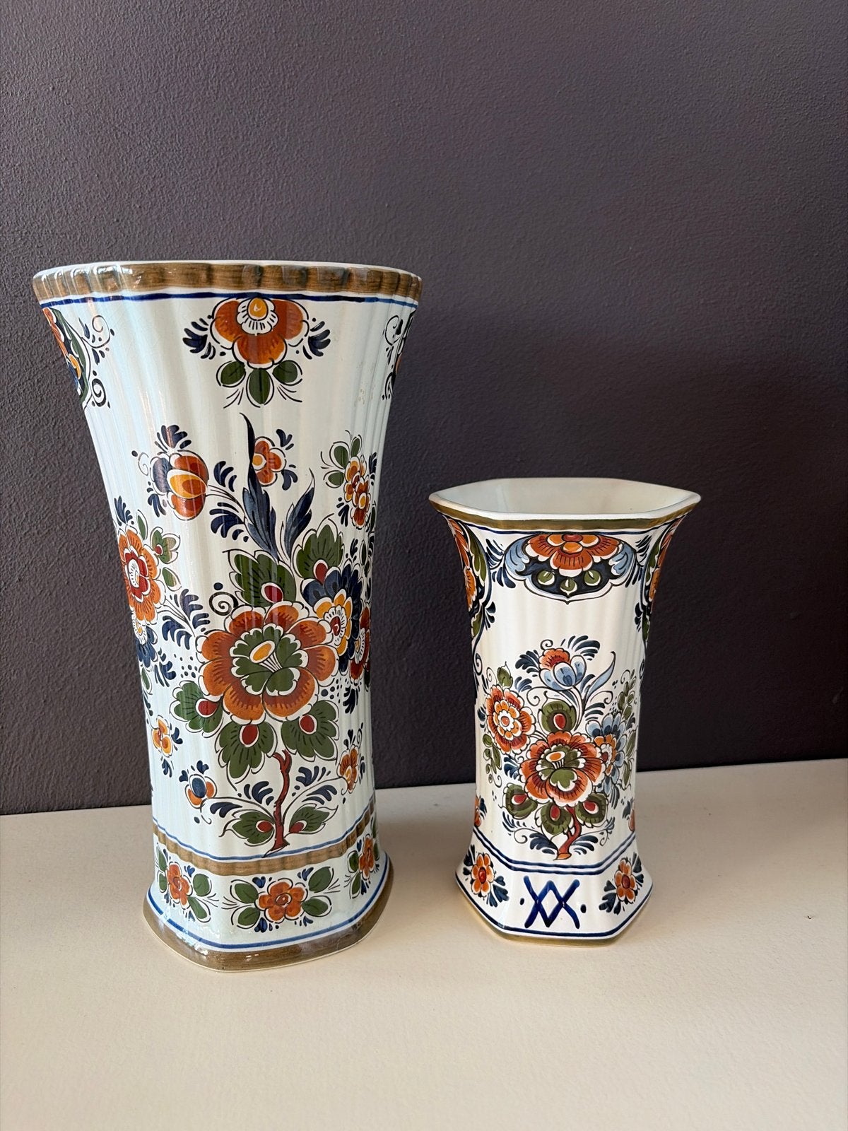 Set van 2 Delft polychroom Holland Handwerk vazen, Ophalen of Verzenden