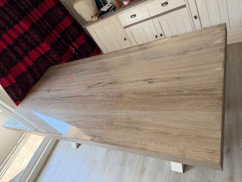 Eettafel met 6 gestoffeerde stoelen, Huis en Inrichting, Tafels | Eettafels, Ophalen, Overige materialen, 200 cm of meer, 50 tot 100 cm