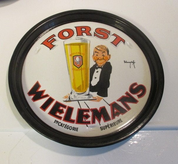 antiek vintage emaille dienblad Forst Wielemans, Ophalen of Verzenden, Gebruikt, Reclamebord, Plaat of Schild, Overige merken