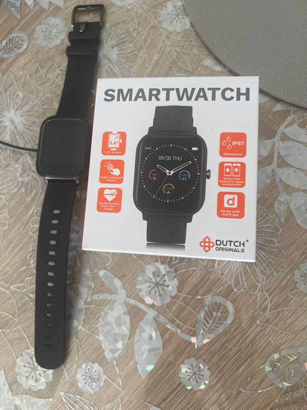 Dutch Originals Smartwatch - Zwart, IP67 Waterdicht, Hartslag, Zwart, Ophalen of Verzenden, Zo goed als nieuw