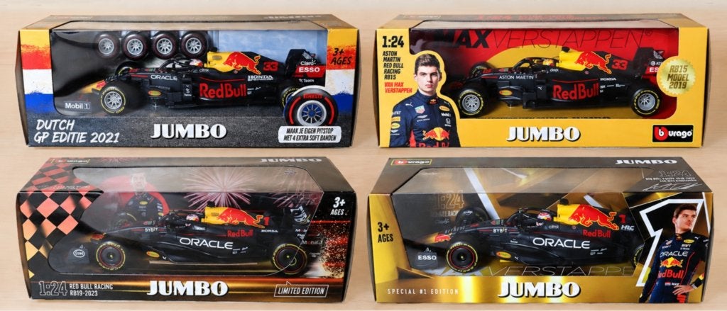 Max Verstappen Red Bull – Set 4 Jumbo modellen – 1:24, Jumbo, Ophalen of Verzenden
