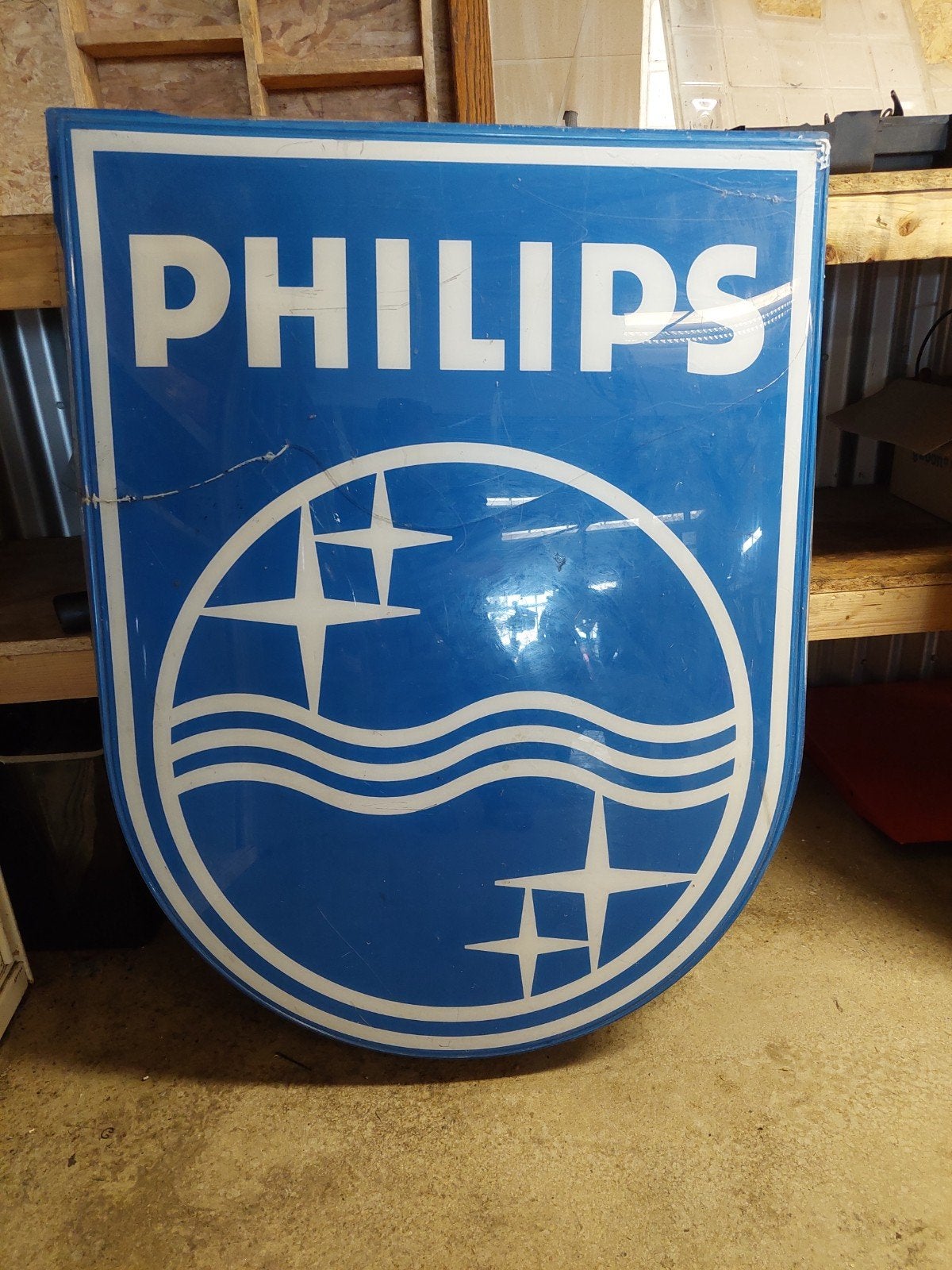 Vintage Philips lichtbak reclamebord - uniek decorstuk, Ophalen