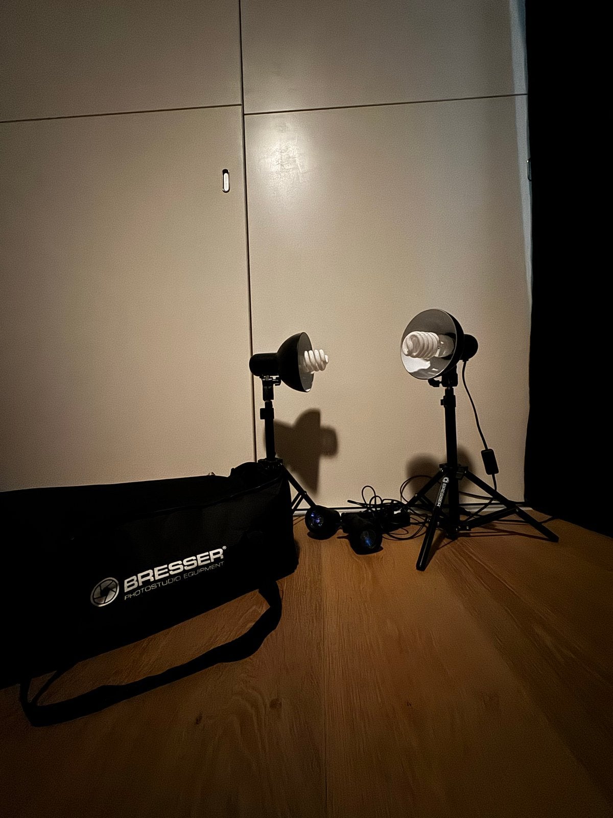 Bresser Fotostudio Lampen Set met Statieven en Draagtas, Lamp of Flitsset, Bresser, Ophalen of Verzenden, Zo goed als nieuw