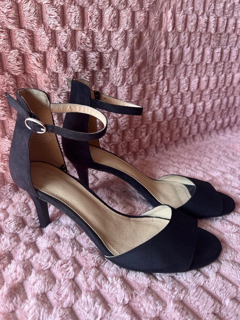 Zwarte dames peeptoe pumps met enkelbandje - Maat 40, Zwart, Ophalen of Verzenden, Gedragen, Pumps