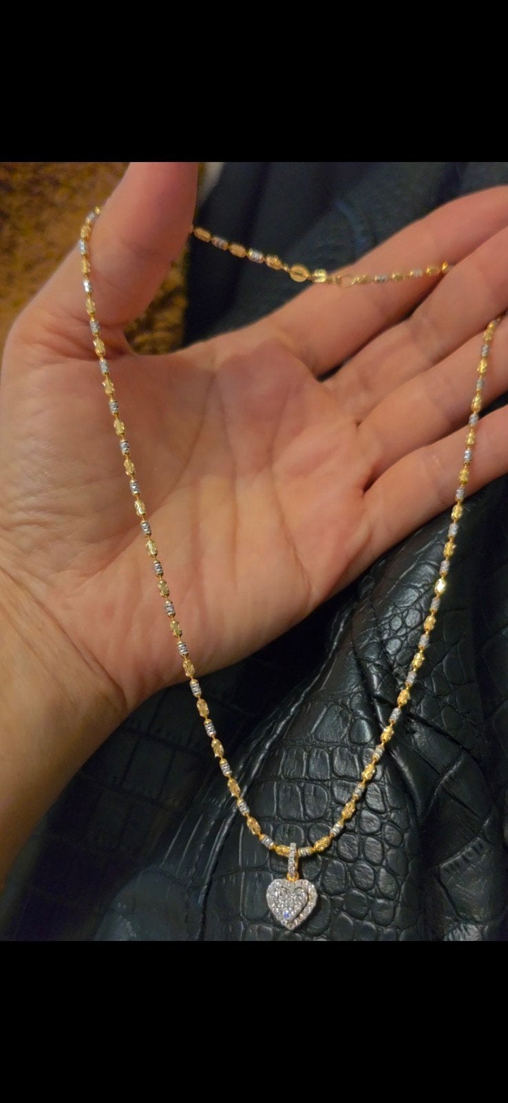 18K Gouden Ketting met Diamanten Hart Hanger, Ophalen of Verzenden, Nieuw, Goud, Goud