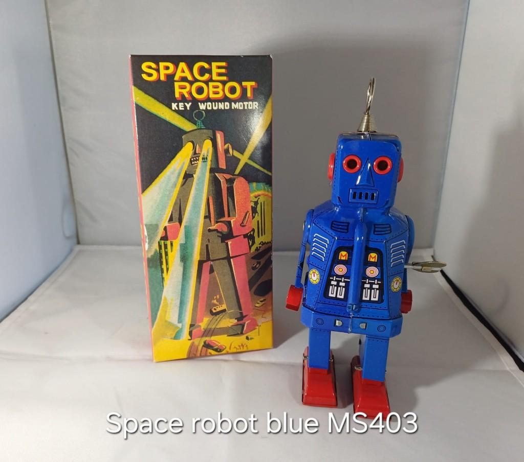 Blikken speelgoed Space Robot Blue MS403, Ophalen of Verzenden