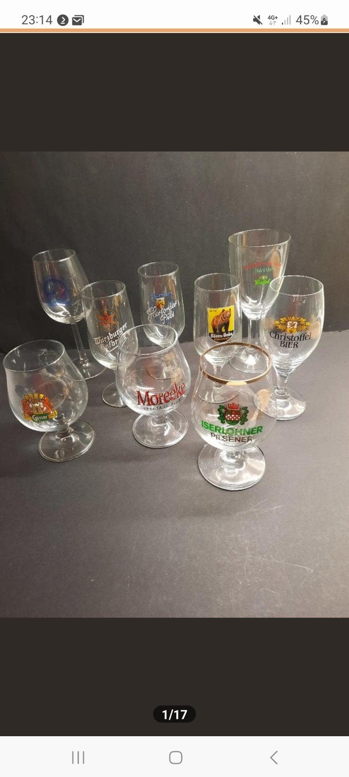 Verschillende bierglazen op voet van oude merken, Ophalen of Verzenden, Zo goed als nieuw, Glas of Glazen, Overige merken