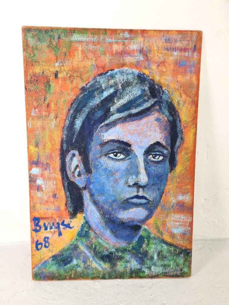 Portret Jongen | Schilderij op Paneel | 1968, Antiek en Kunst, Hout, Ophalen of Verzenden, Gesigneerd, Portret