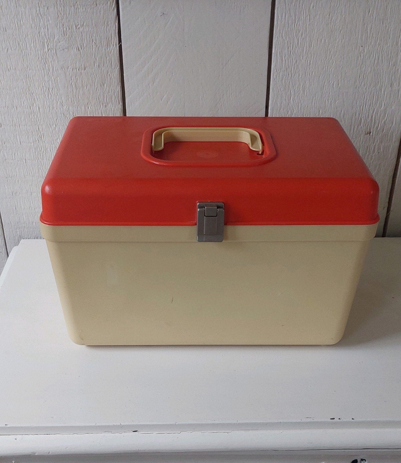 Vintage naaibox Curver oranje plastic opbergbox naaispullen, Ophalen of Verzenden, Nieuw