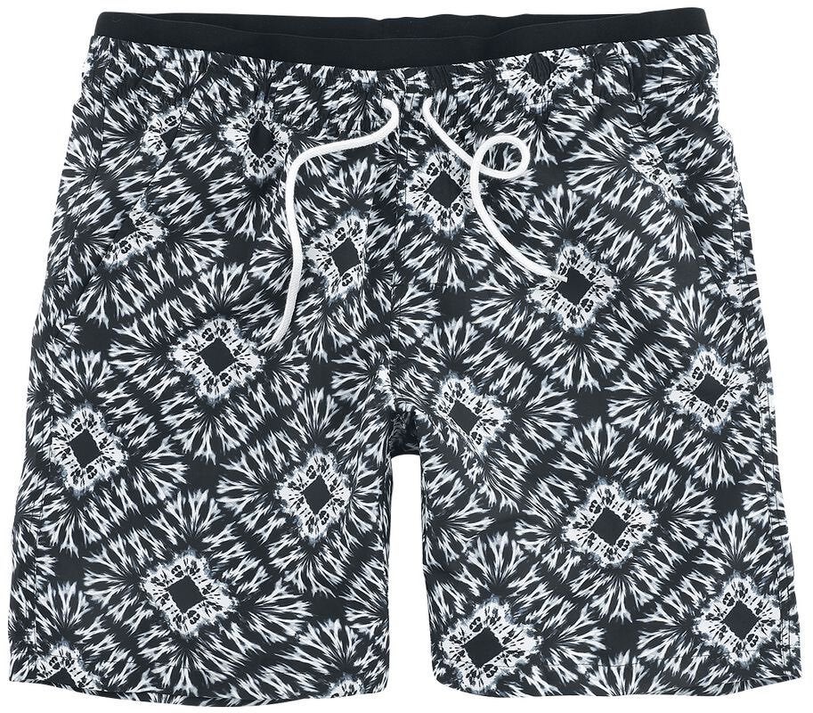 Black/White Swim Shorts in Batik Look Zwembroek RED by EMP, Zwart, Maat 56/58 (XL), Ophalen of Verzenden, Black/White Swim Shorts in Batik Look Zwembroek RED by EMP