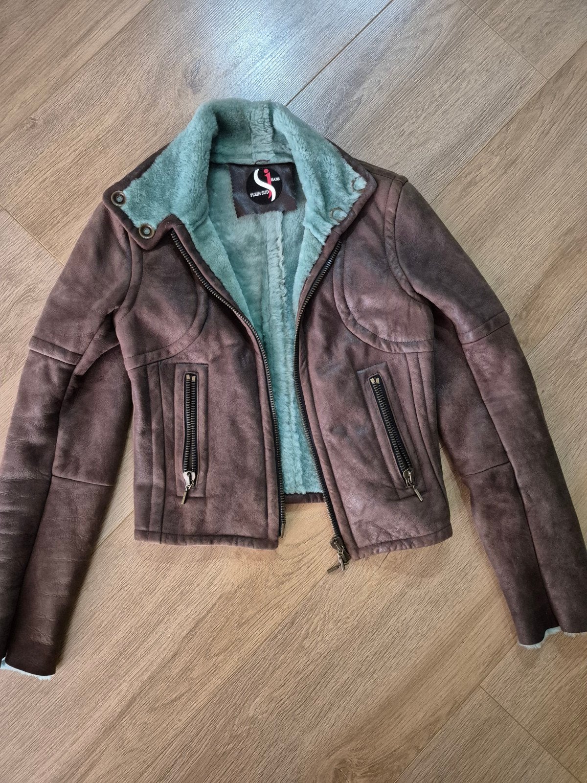 Plein Sud Jeans Leren Jas met Lamswol Voering, Bruin, Plein Sud Jeans, Ophalen of Verzenden, Zo goed als nieuw