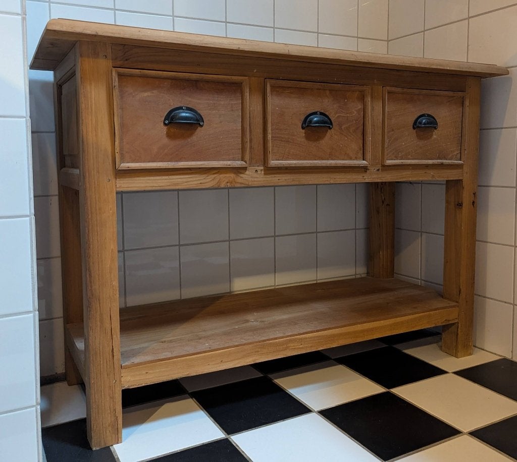 Sidetable, Ophalen, Gebruikt, 100 tot 150 cm, Teakhout