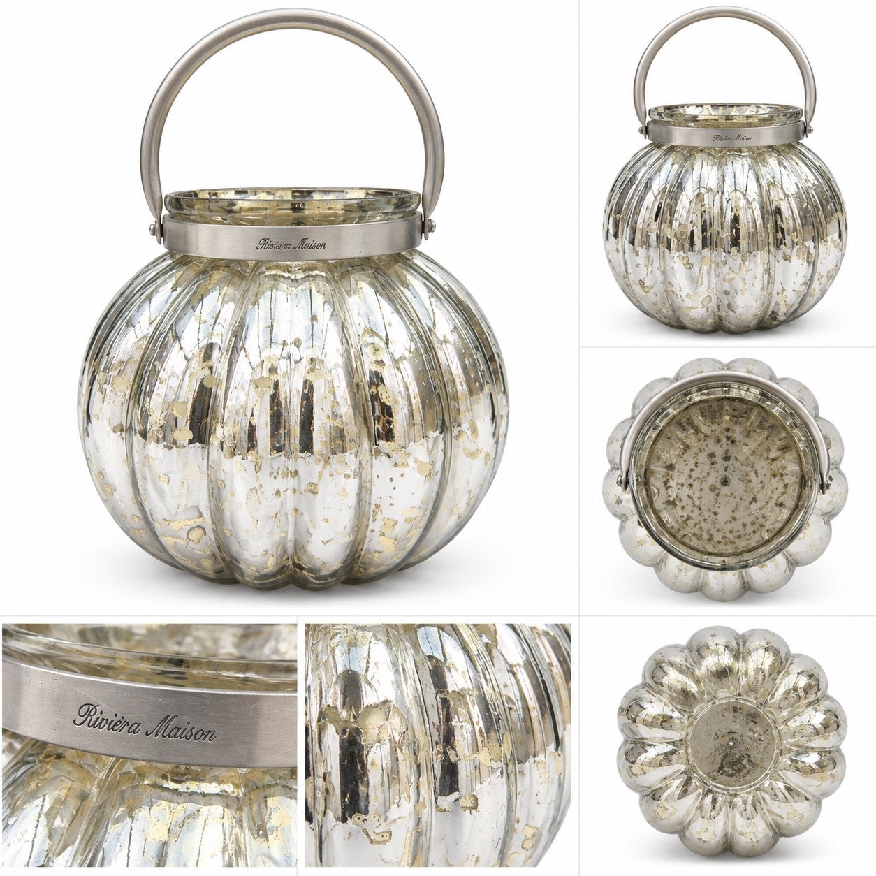 Riviera Maison Windlicht Zilver/Goud met Handvat, Windlicht, Gebruikt, Rivièra Maison, Ophalen of Verzenden