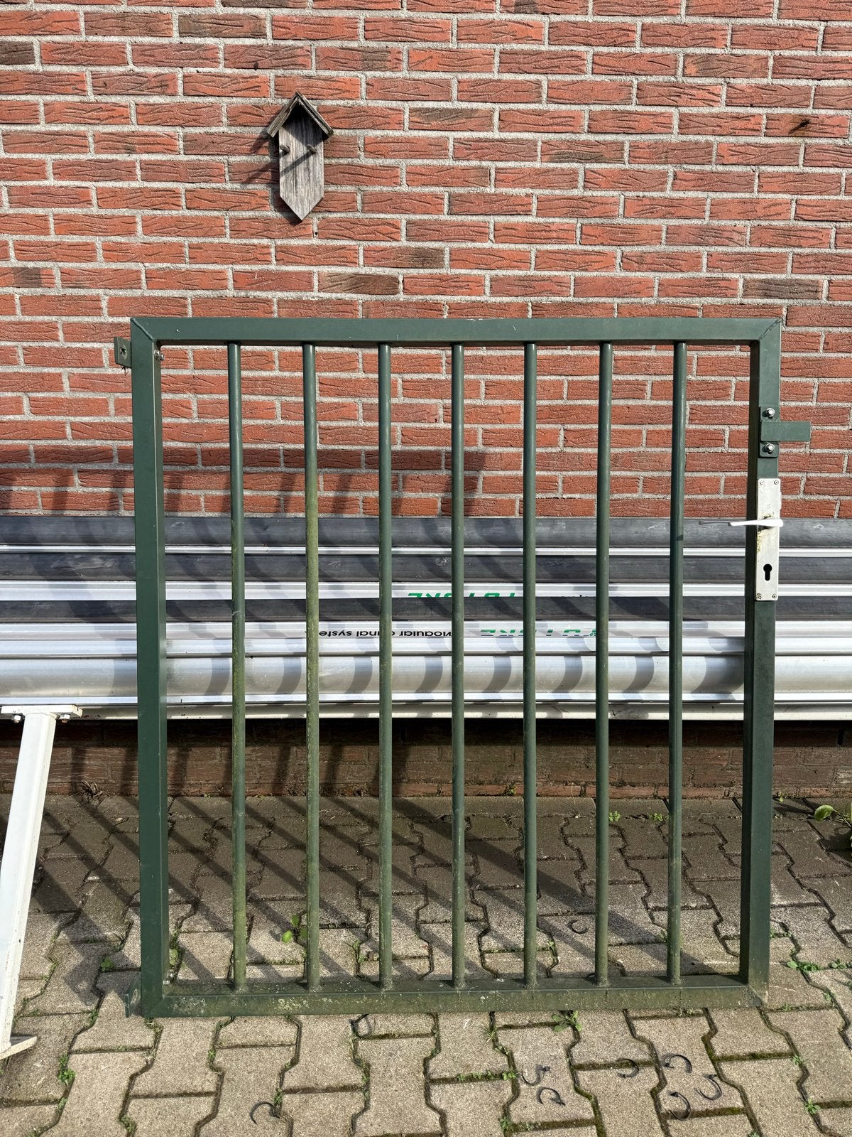 Groen ijzeren hekwerk met poort - 130x140 cm, Ophalen, Met poort, Gebruikt, Spijlenhekwerk