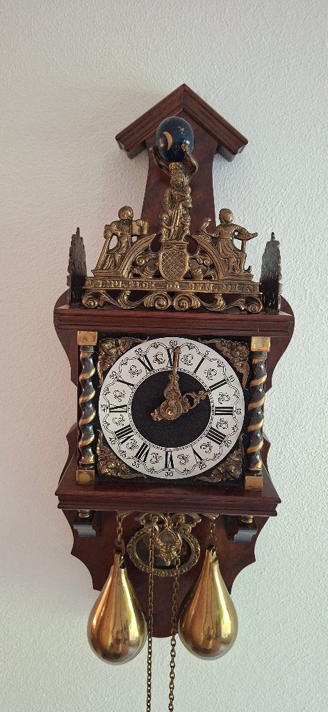 Franz Hermle wandklok - werkt nog, Ophalen, Bruin, Analoog, Met gewichten