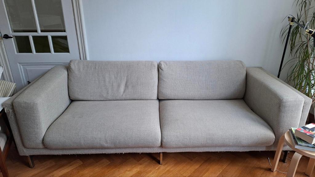 IKEA Nockeby beige driezitsbank, Ophalen, 250 tot 300 cm, Gebruikt, Driepersoons