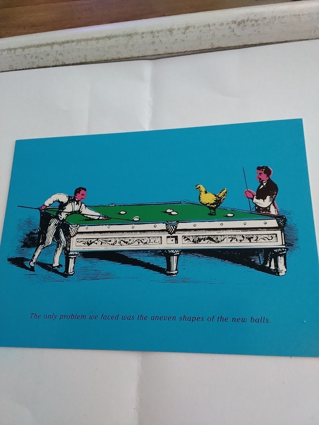 Vintage Ansichtkaart: Biljart met Kip - Humoristische Kunst, Ophalen of Verzenden, 1960 tot 1980, Ongelopen