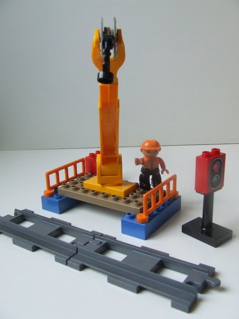 Duplo laad- en loskraan met werkman / 14 delen, Ophalen of Verzenden, Gebruikt, Duplo