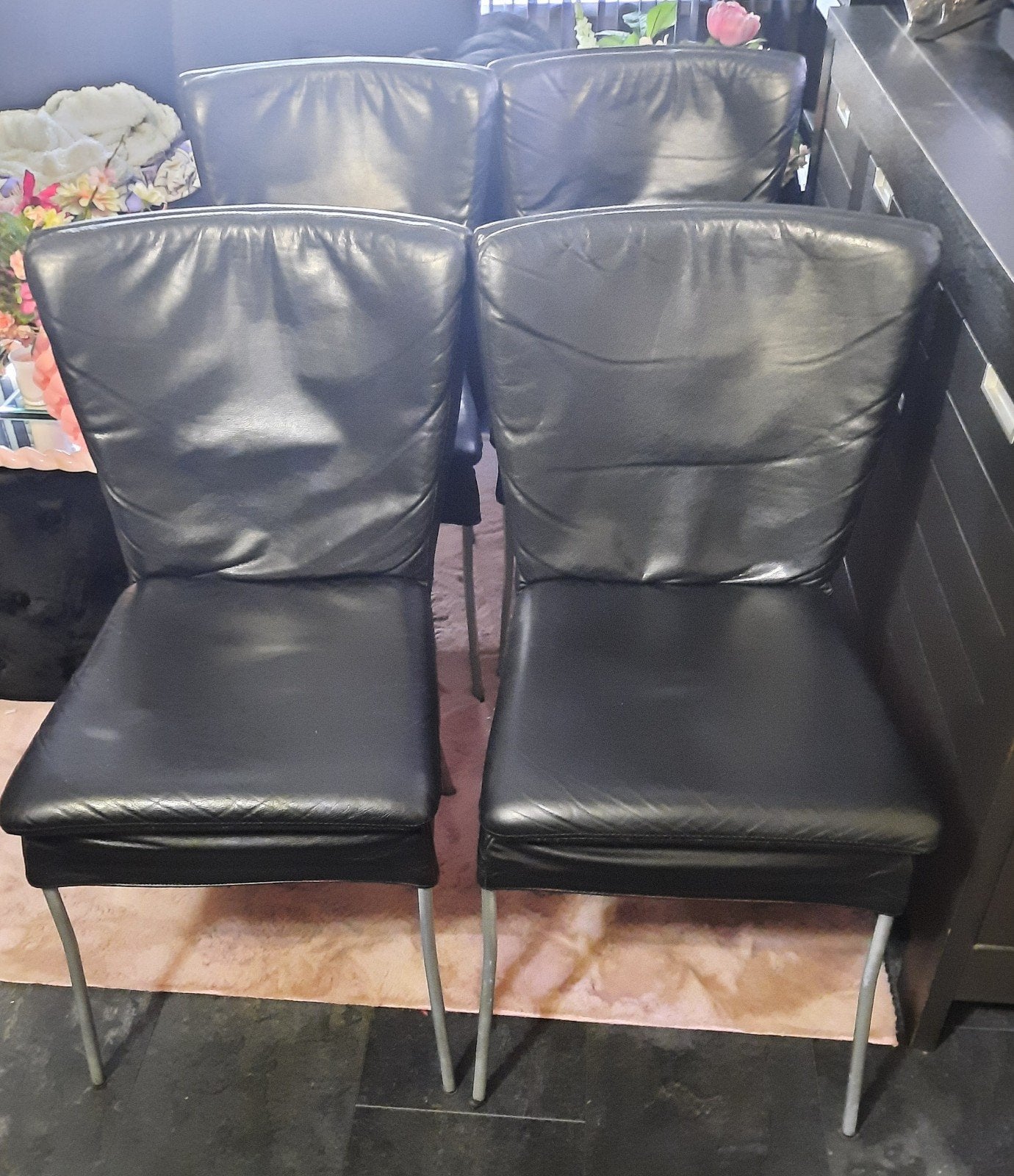 Gratis: 6 zwarte eetkamerstoelen, Ophalen, Gebruikt, Zwart, Vijf, Zes of meer stoelen