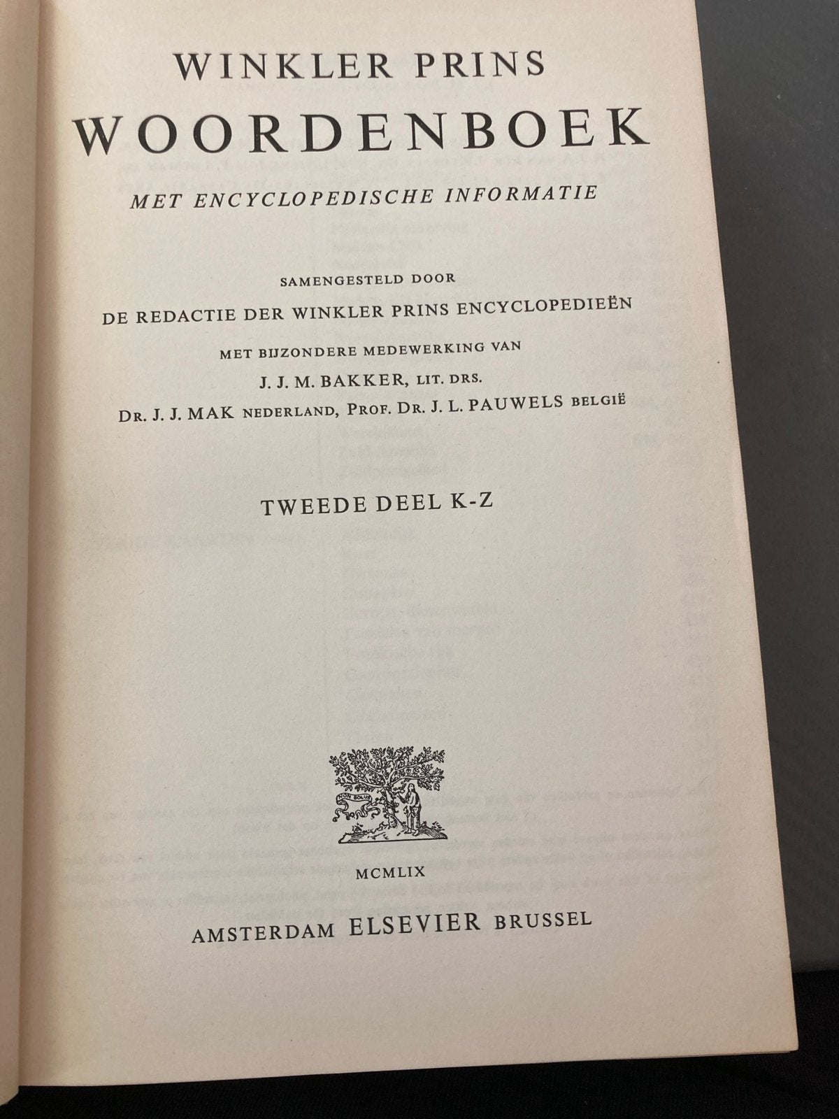 Winkler Prins Woordenboek - Tweede Deel K-Z (1959), Ophalen of Verzenden, Gelezen, Overige uitgevers, Nederlands