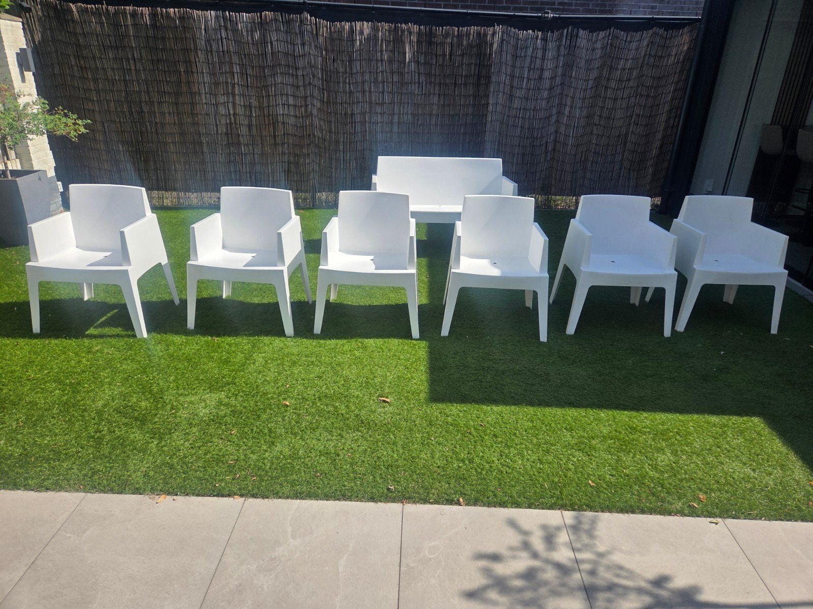 6x Garden Impressions tuinstoel Box wit incl kussens z.g.a.n, Tuin en Terras, Ophalen, Zo goed als nieuw, Kunststof, Stapelbaar