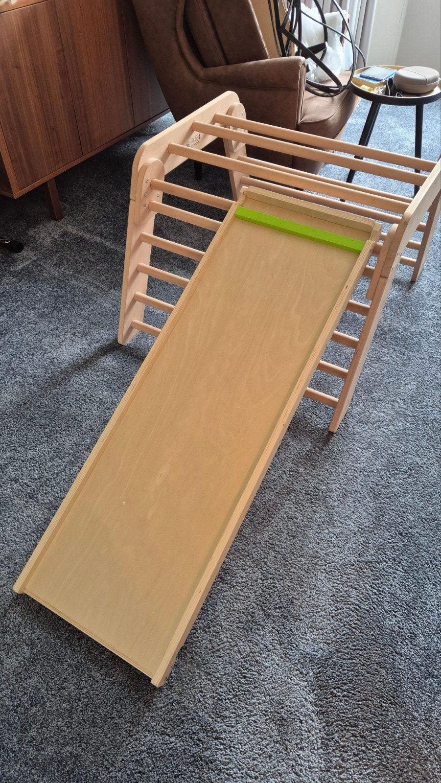Houten klim driehoek met Glijbaan/Klimplank - Hout, Ophalen, Zo goed als nieuw, Klimwand