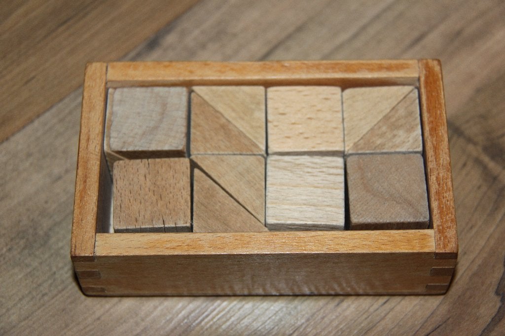 Leuk houten blokkendoosje 12x7 cm.VERZENDEN MOGELIJK!!, Antiek en Kunst, Ophalen