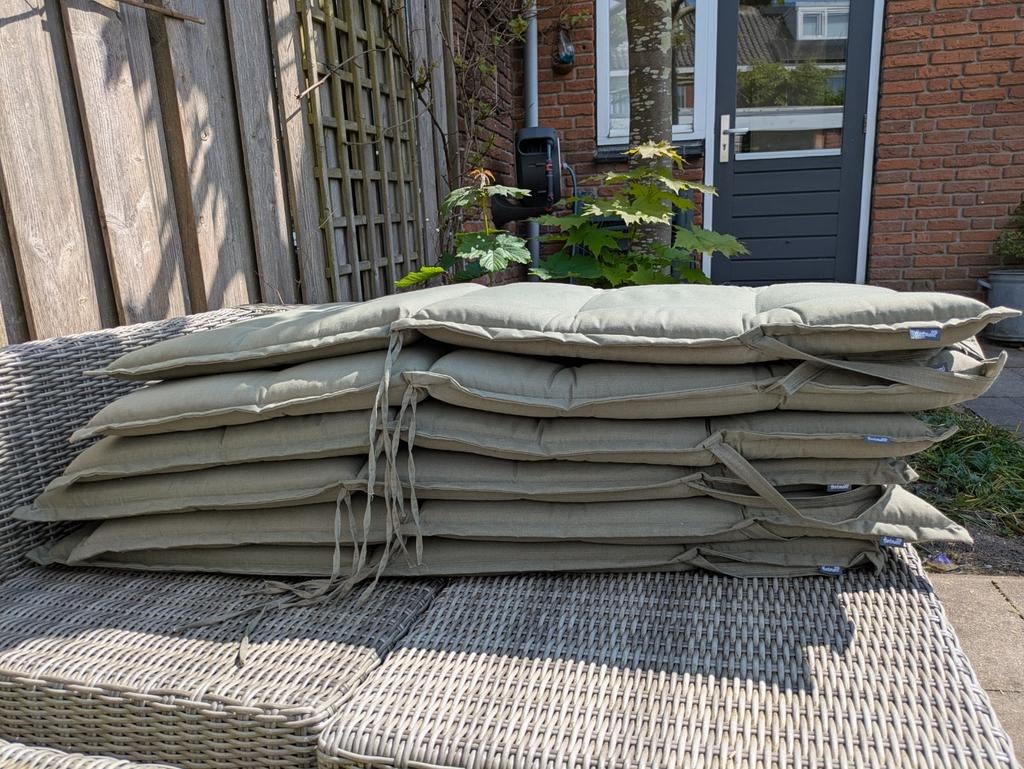 Set van 6 Groene Tuinstoelkussens, Tuin en Terras, Tuinmeubel-accessoires, Ophalen of Verzenden, Zo goed als nieuw