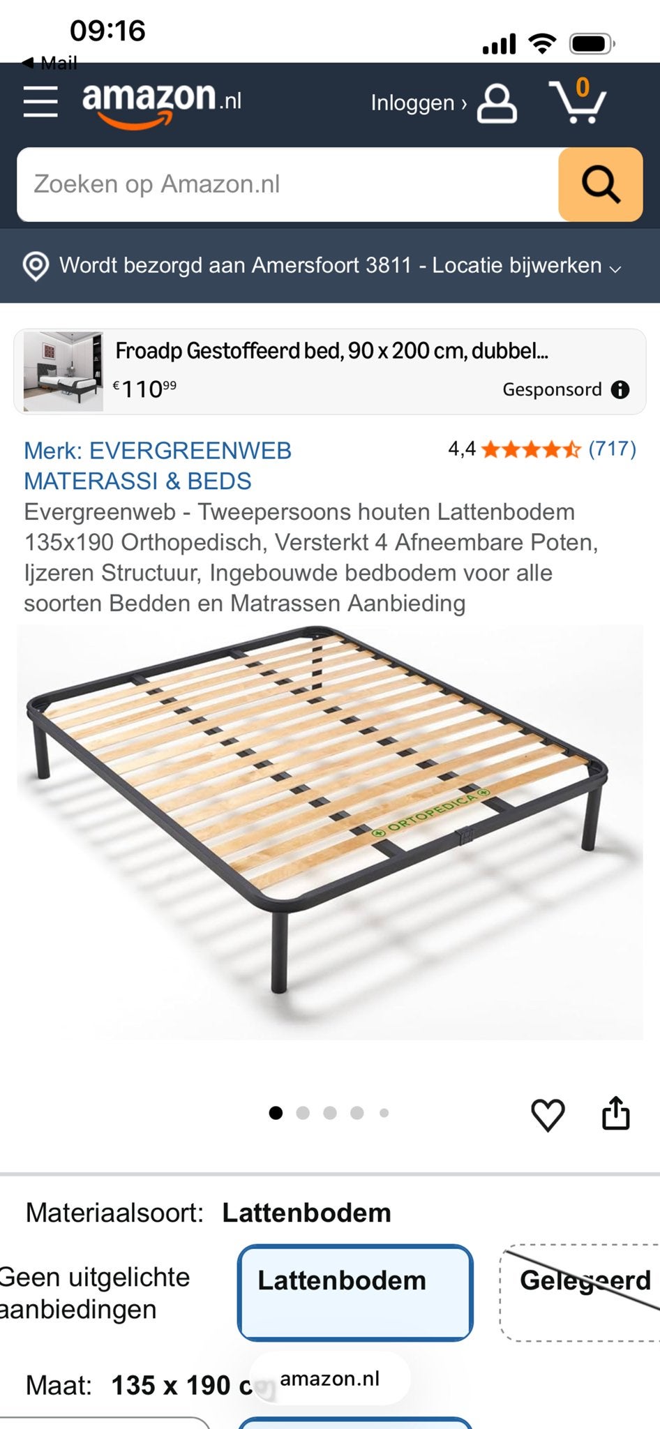 Evergreenweb Tweepersoons Lattenbodem 135x190 Orthopedisch, Ophalen, Zwart, 190 cm of minder, Overige maten