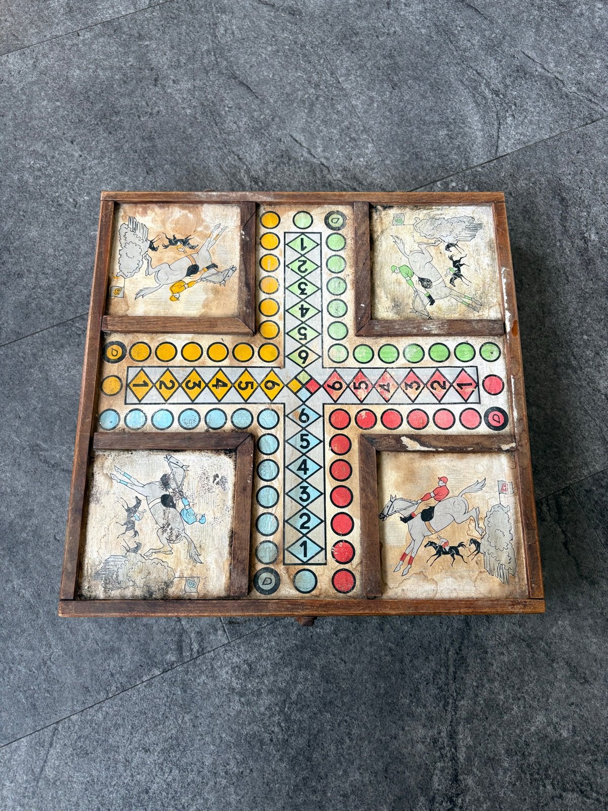 Vintage houten spellendoos met diverse spellen, Ophalen of Verzenden, Gebruikt