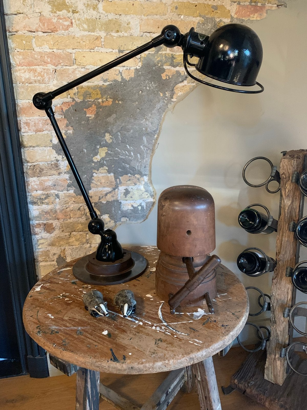 Iconische Franse Jielde bureaulamp/ tafellamp op remschijf, Ophalen