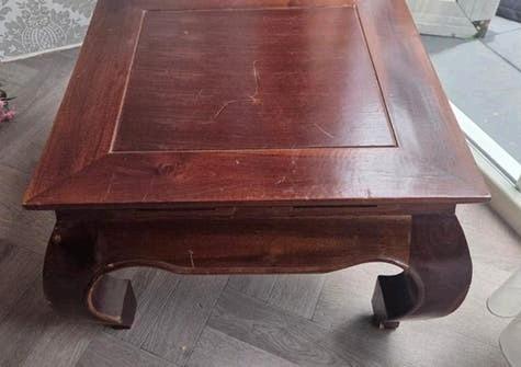 Massief houten opium tafeltje, Ophalen, Gebruikt, 50 tot 100 cm, Klassiek