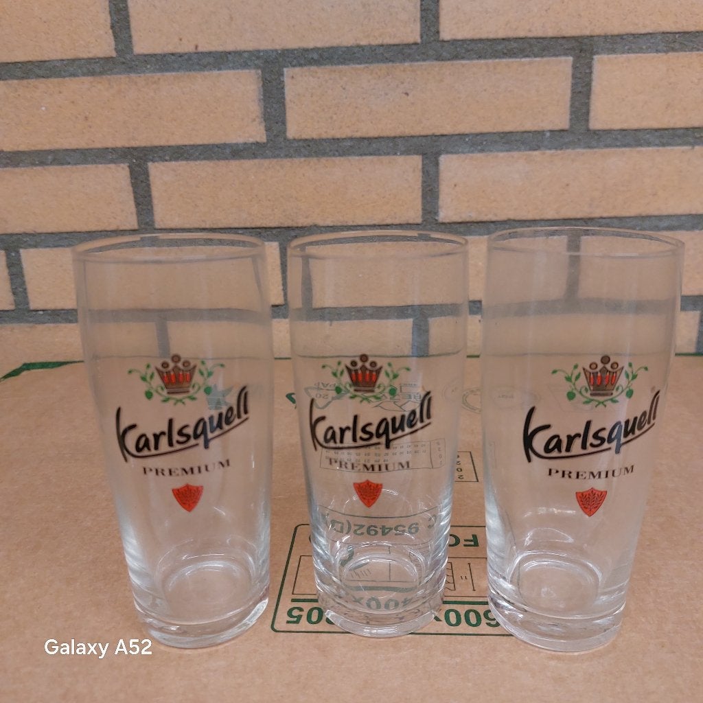 3 Karlsquell bierglazen, Verzamelen, Ophalen of Verzenden, Zo goed als nieuw, Glas of Glazen, Overige merken