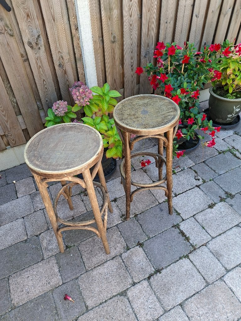 Twee barkrukken., Ophalen, Gebruikt, Met voetsteun, 60 tot 90 cm