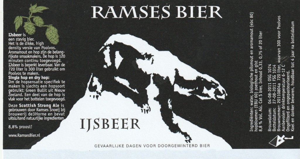bieretiket Nederland Ramses IJsbeer, Verzamelen, Biermerken, Verzenden, Nieuw, Overige typen, Overige merken