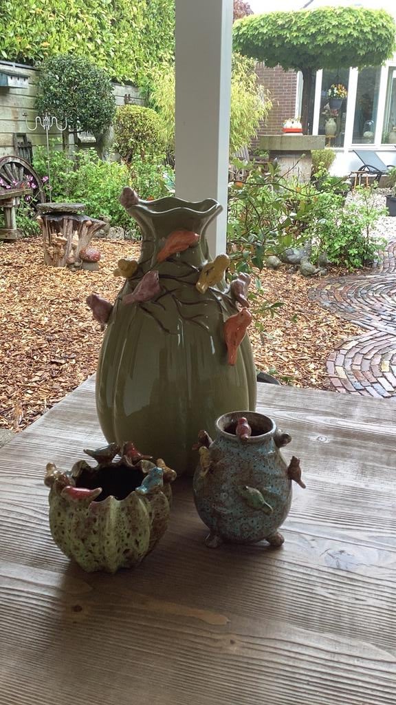 Mooie vazen met vogeltjes, Huis en Inrichting, Woonaccessoires | Vazen, Ophalen, Overige kleuren, Nieuw, Glas