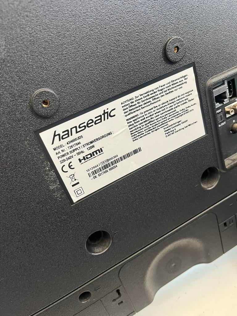 Hanseatic 43H600UDS TV – defect / voor onderdelen, Ophalen, Zo goed als nieuw
